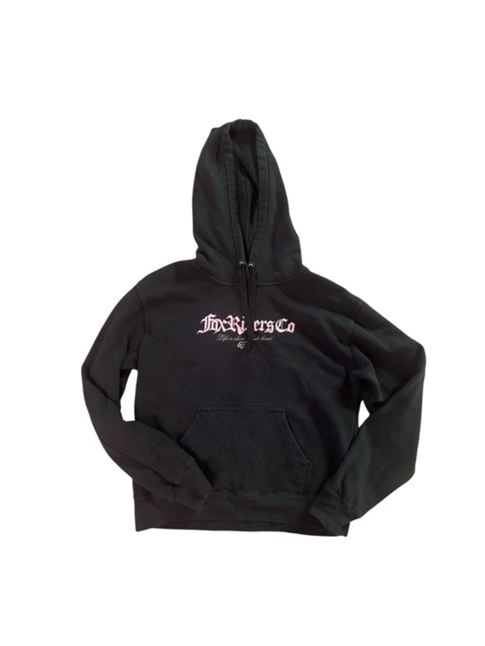 Fox Racing Black Hoodie with Pink Script Logo Youth Medium Oversized Sweatshirt